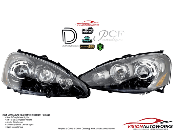 thumbnail image 2 of Pair Black Housing Headlights For Acura RSX (2005-2006) - DOT Approved 2 of 6