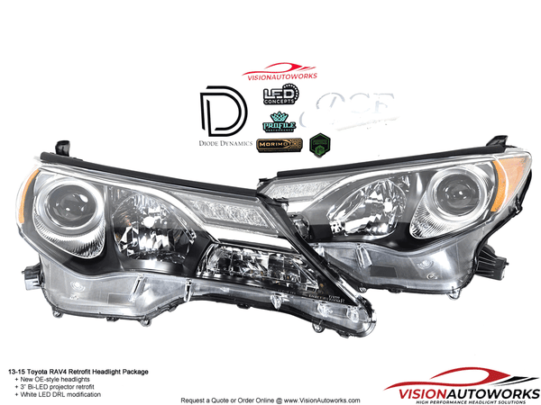 thumbnail image 2 of Pair Black Headlights Assembly For Toyota RAV4 2013-2015 – Left + Right – Halogen – Labwork 2 of 5