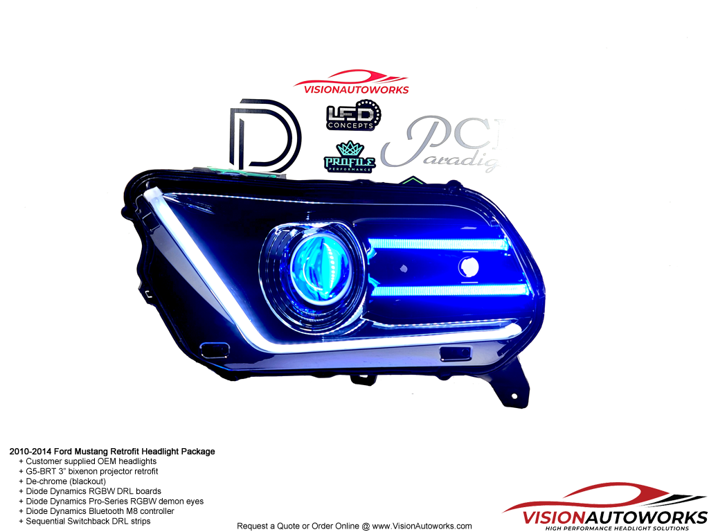 Ford Mustang S197 - G5-BRT, Diode Dynamics RGB DRL boards & Demon Eyes, De-chroming, Sequential Switchback Strips