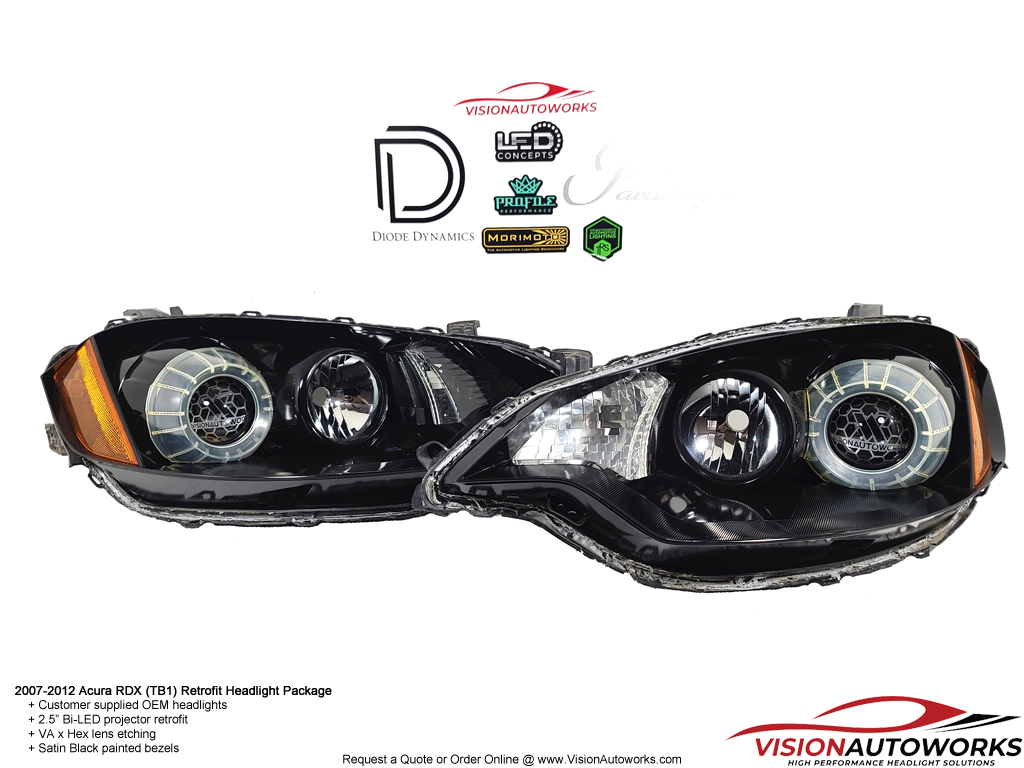 1G Acura RDX (TB1) 07-12 Retrofit Headlights - 2.5" Bi-LED conversion, blackout