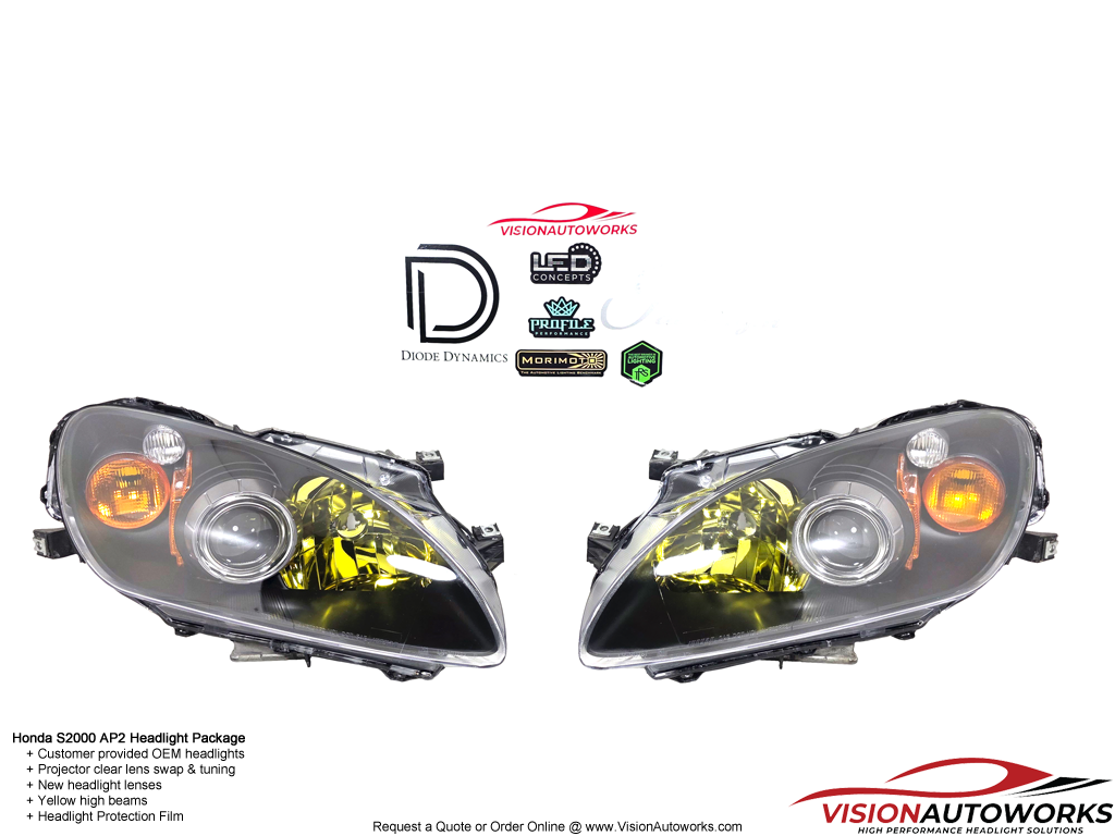 Honda S2000 AP2 - Projector clear lens swap, new lens covers, yellow highs, PPF