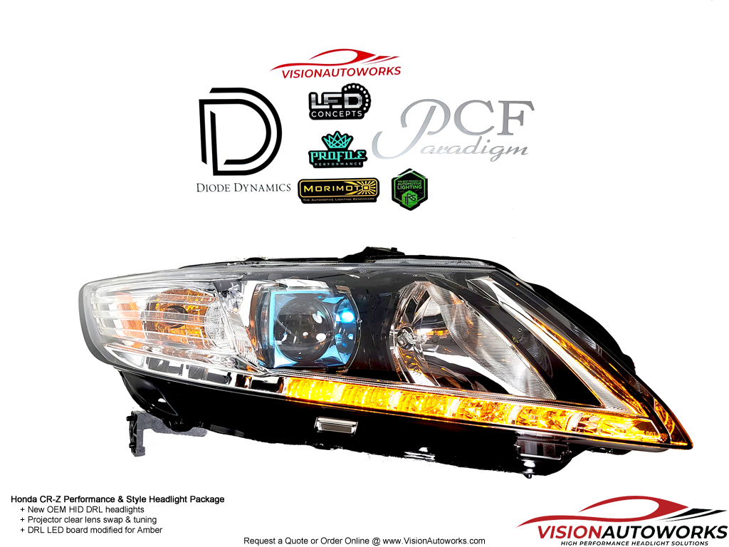 Honda CR-Z - Projector lens swap & tuning, Amber DRL modification