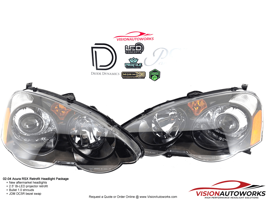 02-04 Acura RSX - 2.5" Bi-LED, Bullet 1.0, JDM DC5R bezels