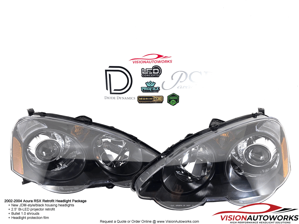 Acura RSX 02-04 Retrofit Headlights - 2.5" Bi-LED, Bullet 1.0, PPF