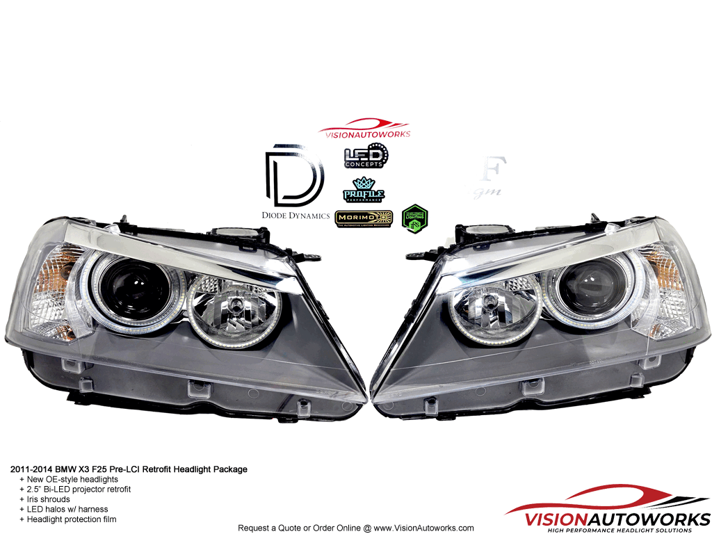 BMW X3 F25 - 2.5" Bi-LED, Iris, LED angel eyes, PPF