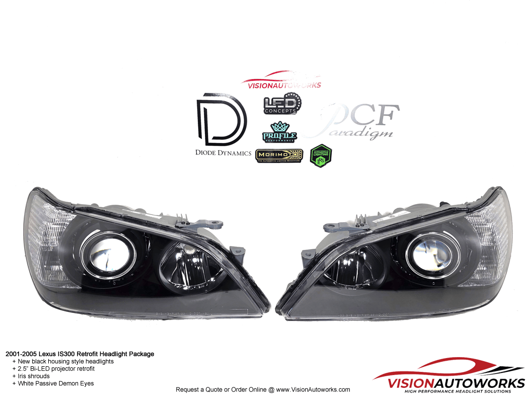 Lexus IS300 - 2.5" Bi-LED, Iris, Passive Demons