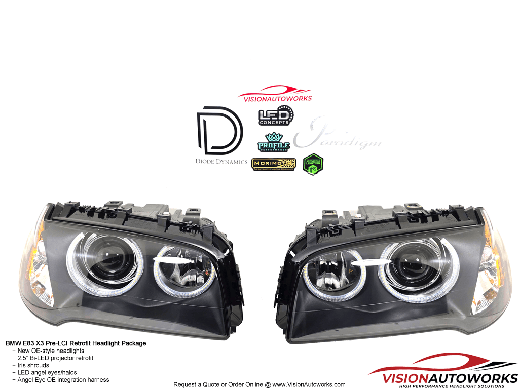 BMW X3 E83 Pre-LCI - 2.5" Bi-LED, Iris, LED angel eyes