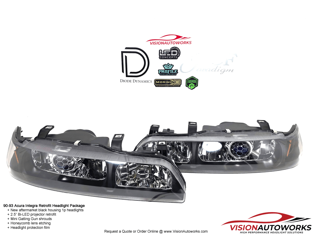 90-93 Acura Integra - 2.5" Bi-LED, Mini GG, Honeycomb, PPF