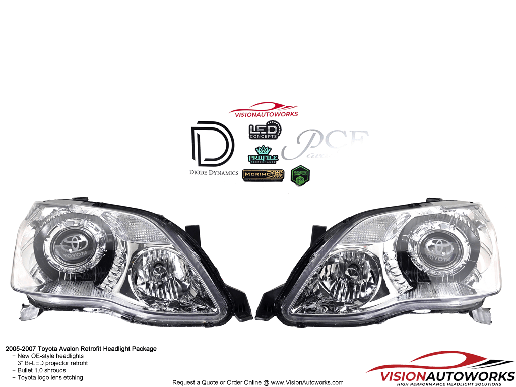 2005-2007 Toyota Avalon - 3" Bi-LED, Bullet 1.0, Lens Etching