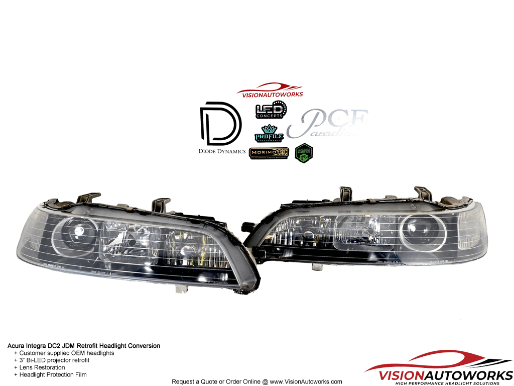 Acura Integra DC2 JDM Headlights - 3" Bi-LED, Lens Restoration, PPF