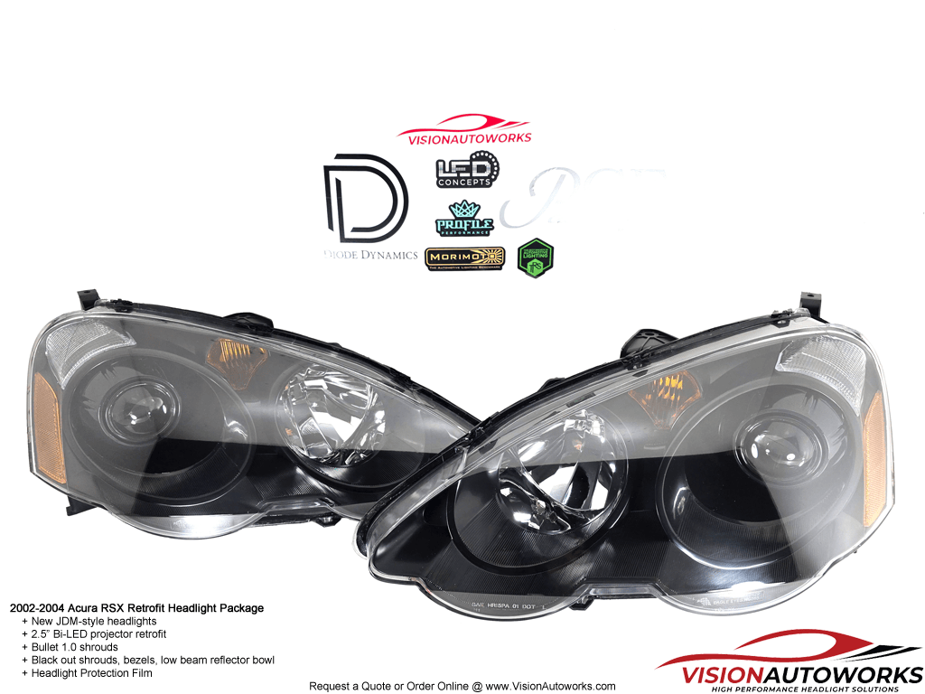 02-04 Acura RSX - 2.5" Bi-LED, Bullet 1.0, Blackout, PPF