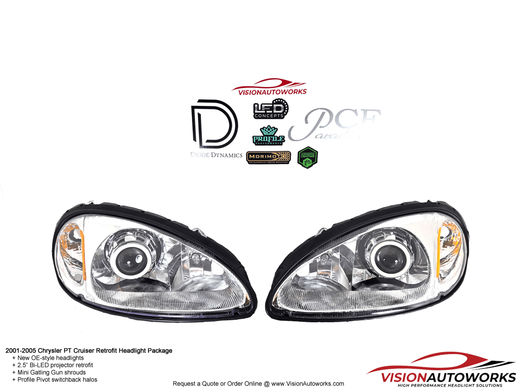 01-05 Chrysler PT Cruiser - 2.5" Bi-LED, Mini GG, Pivot halos