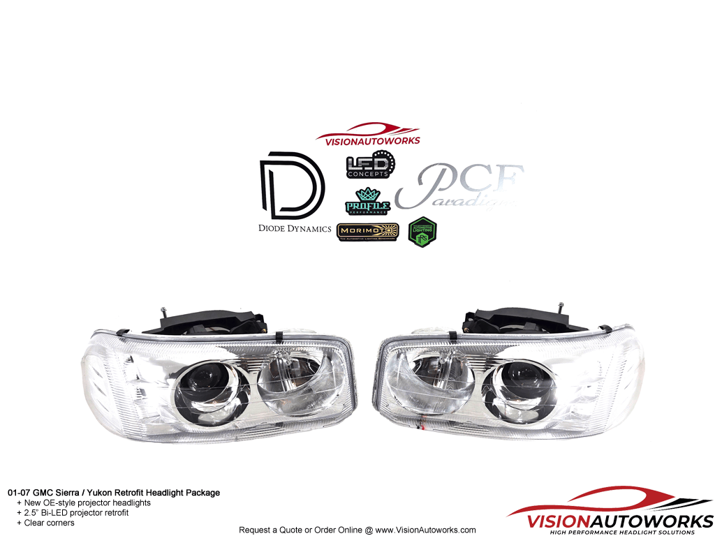 GMC Yukon / Sierra - 2.5" Bi-LED, Clear Corners
