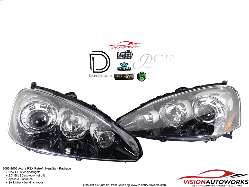 05-06 Acura RSX - 2.5" Bi-LED, Apollo 3.0, switchback backlit