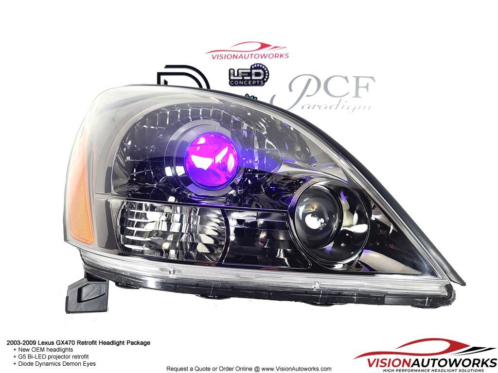 Lexus GX470 Headlights - G5 BiLED projector retrofit, Diode Dynamics demon eyes