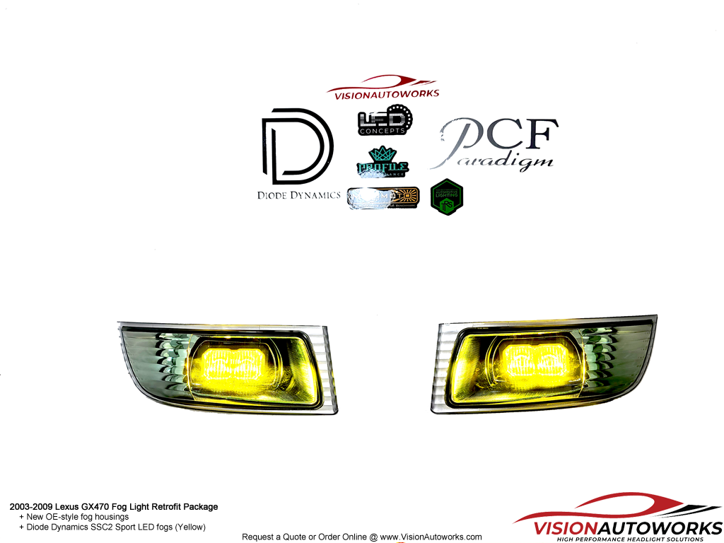 Lexus GX470 LED Retrofit Fog Lights with Diode Dynamics SSC2 Sport (Yellow)