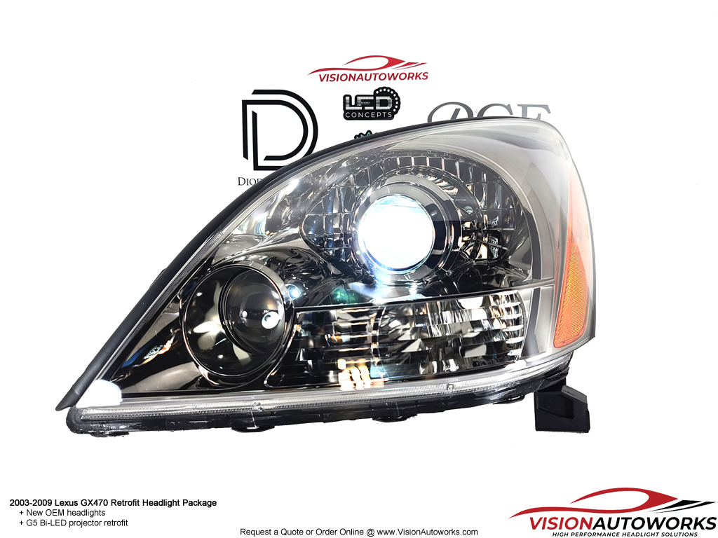 Lexus GX470 - G5 BiLED projectors on OEM headlights