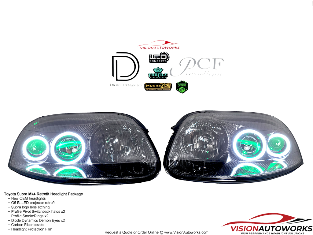 Toyota Supra Mk4 - Bi-LED conversion, Switchback halos, demon eyes, carbon bezels, and more