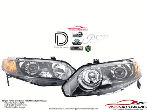 Spec-D Tuning Clear Headlights Pair For 2006-2011 Honda Civic Sedan – Driver & Passenger Side